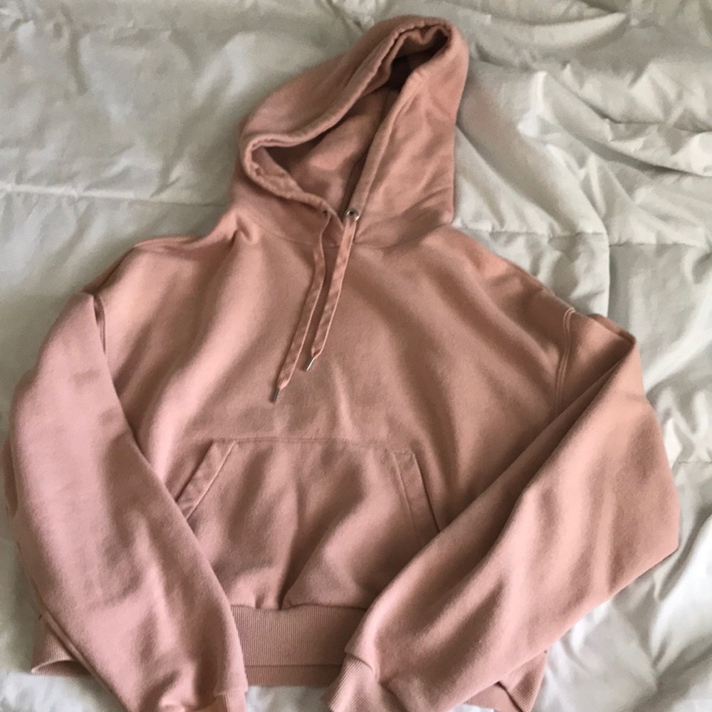 Salmon color cropped hoodie